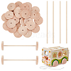 Olycraft 30 Set Chinese Cherry Wood Unfinshed Wheel & Stick DIY-OC0010-68A-1