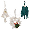 Crafans 3Pcs 3 Style Christmas Theme Cotton Weave Pendant Decorations HJEW-CF0001-13-7