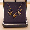Alloy Rhinestone & Enamel Pendant Necklaces & Dangle Earrings Sets for Women FS-WGD52C4-03-1