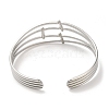 Non-Tarnish 304 Stainless Steel Multi Line Cuff Bangles for Women BJEW-L682-006P-2