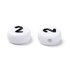 Mix Numbers White Flat Round Acrylic Beads X-PB9111-4