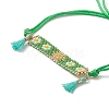 Handmade Japanese Seed Rectangle with Flower Link Braided Bead Bracelet BJEW-MZ00014-01-2