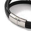 Men's Black PU Leather Cord Multi-Strand Bracelets BJEW-K243-05AS-3