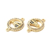 Rack Plating Brass Micro Pave Blue & Clear Cubic Zirconia Connector Charms KK-D087-08G-3