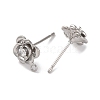 Rose Flower Brass Micro Pave Cubic Zirconia Stud Earring Findings KK-U042-18P-2