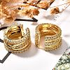 Rack Plating Brass Micro Pave Clear Cubic Zirconia Cuff Earrings for Women EJEW-C125-16G-3