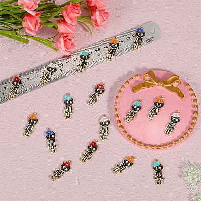 25Pcs 5 Colors Alloy Enamel Pendants ENAM-SZ0004-02-1