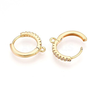 Brass Micro Pave Cubic Zirconia Hoop Earring Finding KK-N261-52G-1