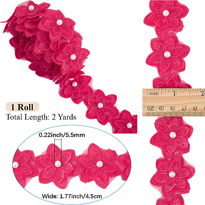 2 Yards Flower Polyester Lace Trim OCOR-CY0001-19B-1