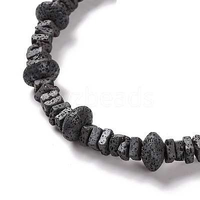 Square & Rondelle Natural Lava Rock Beaded Necklaces NJEW-Q341-11-1