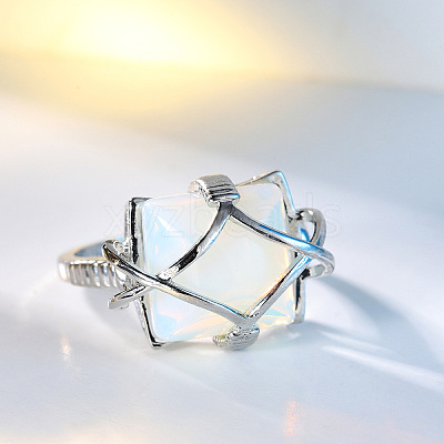 Brass & Opalite Finger Rings FS-WG78CCB-04-1