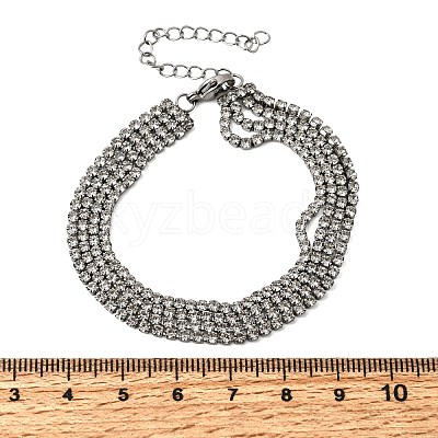 304 Stainless Steel Rhinestone Cup Chain Multi-strand Bracelets for Women BJEW-P376-01P-02-1