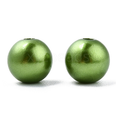 Spray Painted ABS Plastic Imitation Pearl Beads OACR-T015-05B-09-1