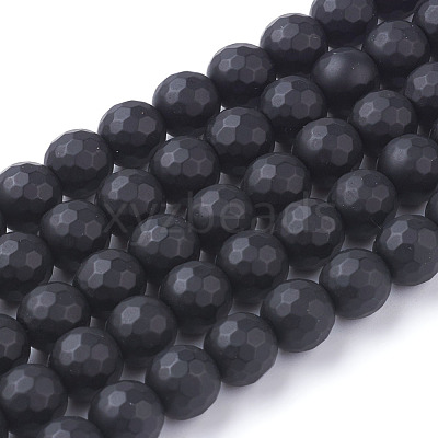 Synthetic Black Stone Beads Strands X-G-C059-8mm-1-1