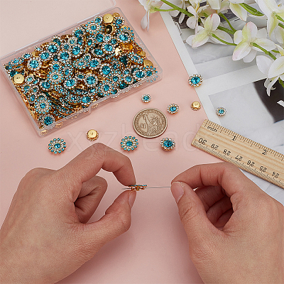 200Pcs 4 Styles Flower Alloy Glass Sew on Rhinestone FIND-FG0004-45-1