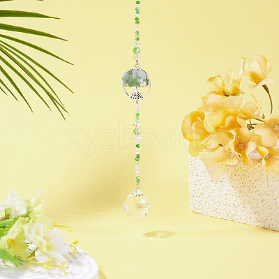 Glass Teardrop Window Hanging Suncatchers HJEW-TADJ0004-1