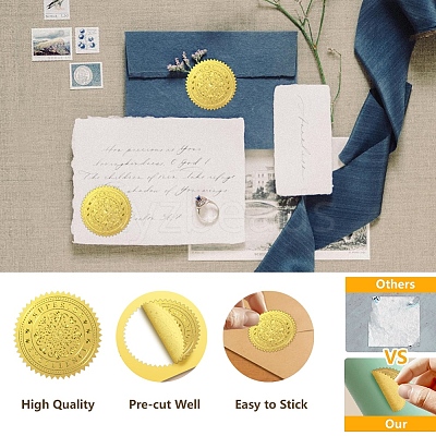 Plastic Self Adhesive Gold Foil Embossed Stickers DIY-WH0211-413-1