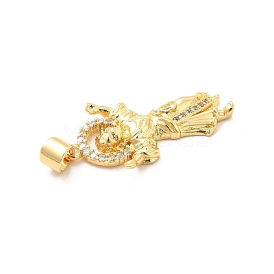 Rack Plating Brass Micro Pave Cubic Zirconia Pendants X-KK-K270-34G-1