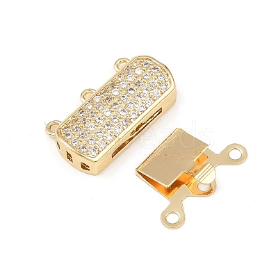 Brass Micro Pave Clear Cubic Zirconia Box Clasps KK-L255-02G-03-1