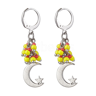 Tibetan Style Alloy Dangle Leverback Earrings EJEW-MZ00119-02-1