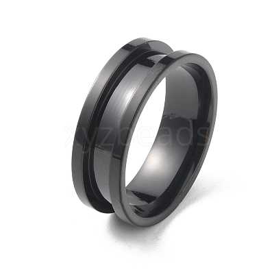 201 Stainless Steel Grooved Finger Ring RJEW-WH0004-32F-EB-1