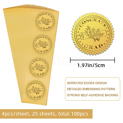 Self Adhesive Gold Foil Embossed Stickers DIY-WH0211-341-1