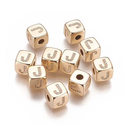 Brass Micro Pave Cubic Zirconia Beads KK-K238-16G-J-1