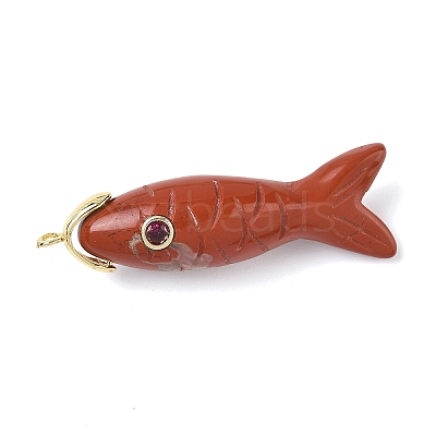 Natural Red Jasper Carved Pendants G-P599-07G-05-1