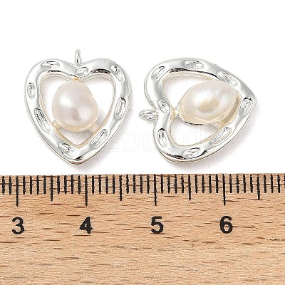 Brass Pave Natural Freshwater Pearl Pendants KK-U045-18S-1