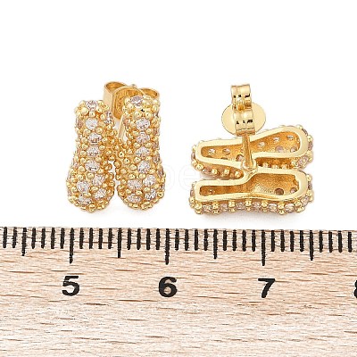 Brass Micro Pave Cubic Zirconia Stud Earrings EJEW-Z091-04G-H-1