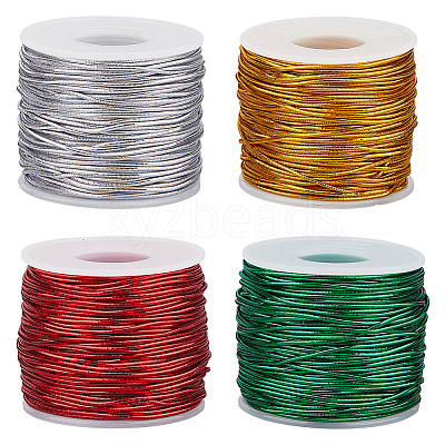 4 Rolls 4 Colors Metallic Elastic Round Cord for Christmas Gift Wrapping OCOR-WH0112-055-1