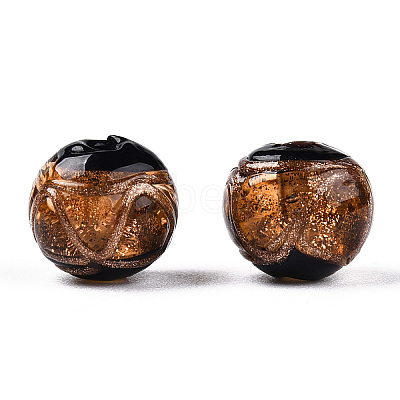 Handmade Gold Sand Lampwork Beads LAMP-T019-12mm-02-1