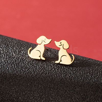 Stainless Steel Dog Stud Earrings PW-WG53AF2-05-1