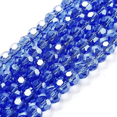 Electroplate Transparent Glass Beads Strands EGLA-A035-T6mm-A14-1