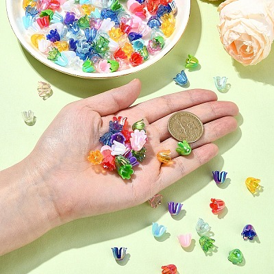 15 Styles UV Plating & Opaque Iridescent Acrylic Bead Caps MACR-YW0003-08-1