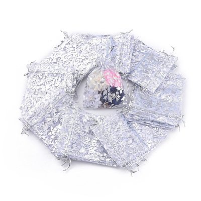 Rose Printed Organza Bags OP-R021-10x12-03-1