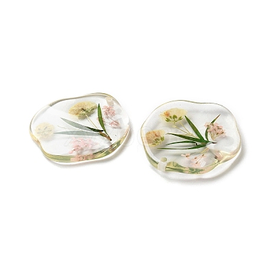 Inner Dried Flower Transparent Resin Pendants LS-RESI-A043-04A-1