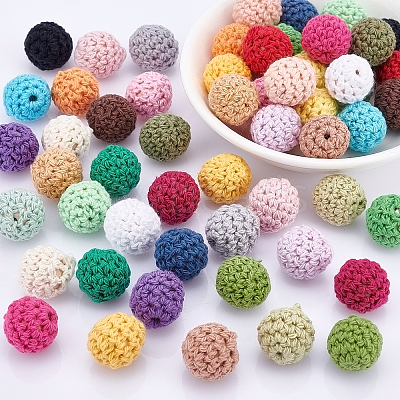 56Pcs 28 Colors Organic Wool Fabric Beads FIND-CA0003-74-1