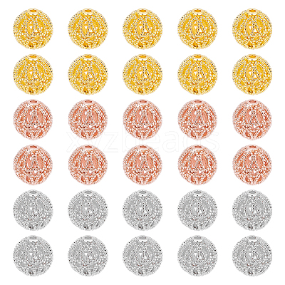 30Pcs 3 Colors Rack Plating Brass Hollow Beads KK-PH0009-55B-1