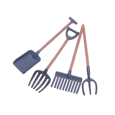 Dollhouse Miniature Simulated  Shovel and Rake PW-WG71466-01-1