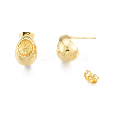 Brass Stud Earring Findings KK-I663-09G-1