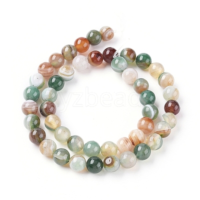 Natural Striped Agate/Banded Agate Beads Strands G-G582-6mm-49-1