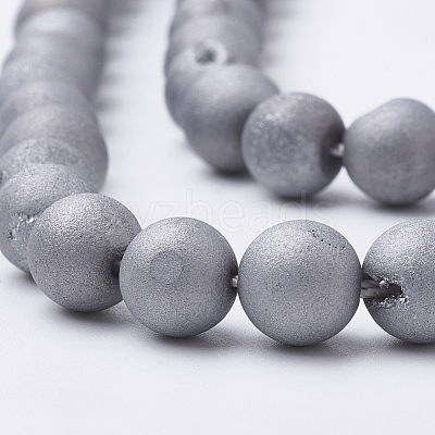 Electroplate Natural Druzy Geode Weathered Agate Beads Strands G-S284-6mm-07-1