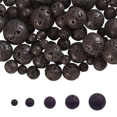 5 Style Natural Lava Rock Round Beads Strands G-CJ0001-52-1