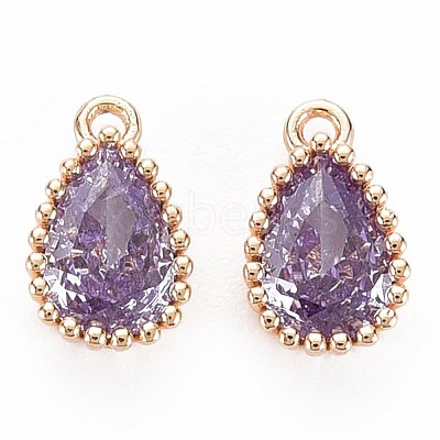 Brass Inlaid Cubic Zirconia Charms X-KK-S356-771G-1