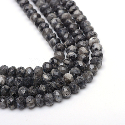Faceted Rondelle Dyed Natural Sesame Jasper/Kiwi Jasper Bead Strands X-G-R343-6x8-20-1