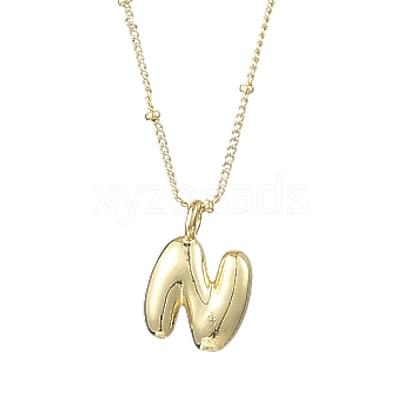 1Pc Initial Letter Brass Pendant Necklaces NJEW-YW0001-24N-1