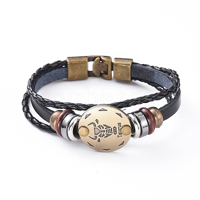 Braided Leather Cord Retro Multi-strand Bracelets BJEW-L616-20L-1
