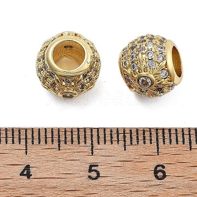 Brass Micro Pave Cubic Zirconia European Beads KK-Q006-44G-1