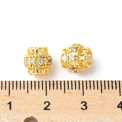Brass Micro Pave Cubic Zirconia European Beads KK-U067-08G-05-1